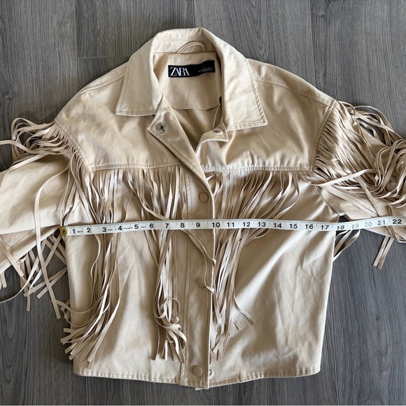 Zara Beige Suede Fringe Jacket - Picture 4 of 5